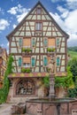 Traditional Alsace house with fountain, Kaysersberg France